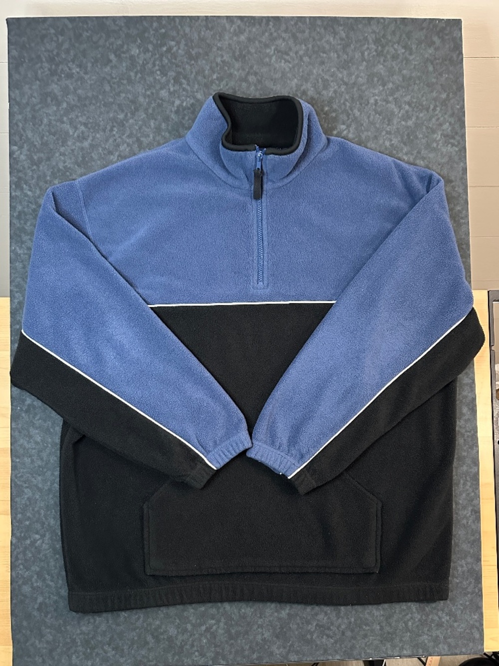 90s Faded Glory Half Zip Blue/Black Colorbock Fleece Pullover Size Large
